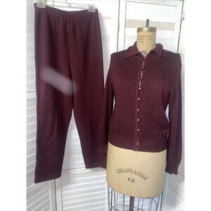 Vintage 90s Set Era French Rags Burgundy Cardigan Pants Made In USA Sz Small